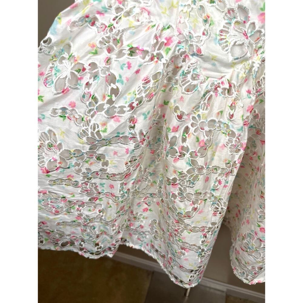FOR LOVE & LEMONS Magnolia Floral Eyelet Ruffle Puff Sleeve Mini Dress Size XS - Picture 7 of 10